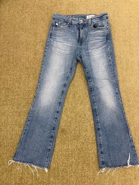 AG Farrah Boot Crop Jeans Raw Hem Medium Wash Size 26